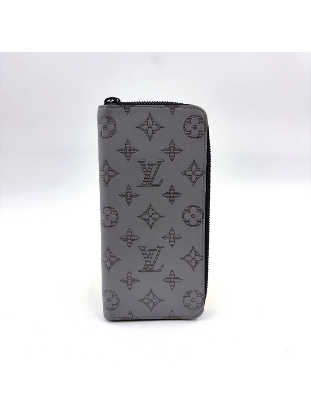 Louis Vuitton Zippy Wallet Vertical Nam Leather Gray Black